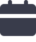 A simple, dark blue icon of a calendar with two tabs on top.