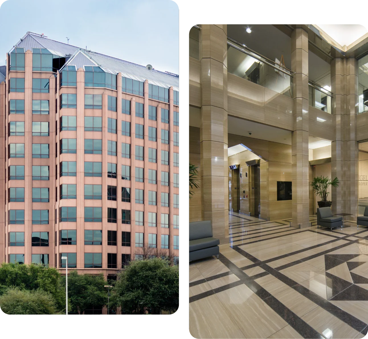 Renaissance Plaza tower and its marble office lobby in San Antonio